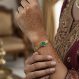 Gold Plated Bracelet for Women | Green Clover Stone Adjustable Designer Bracelet – Mehak Fashion Label