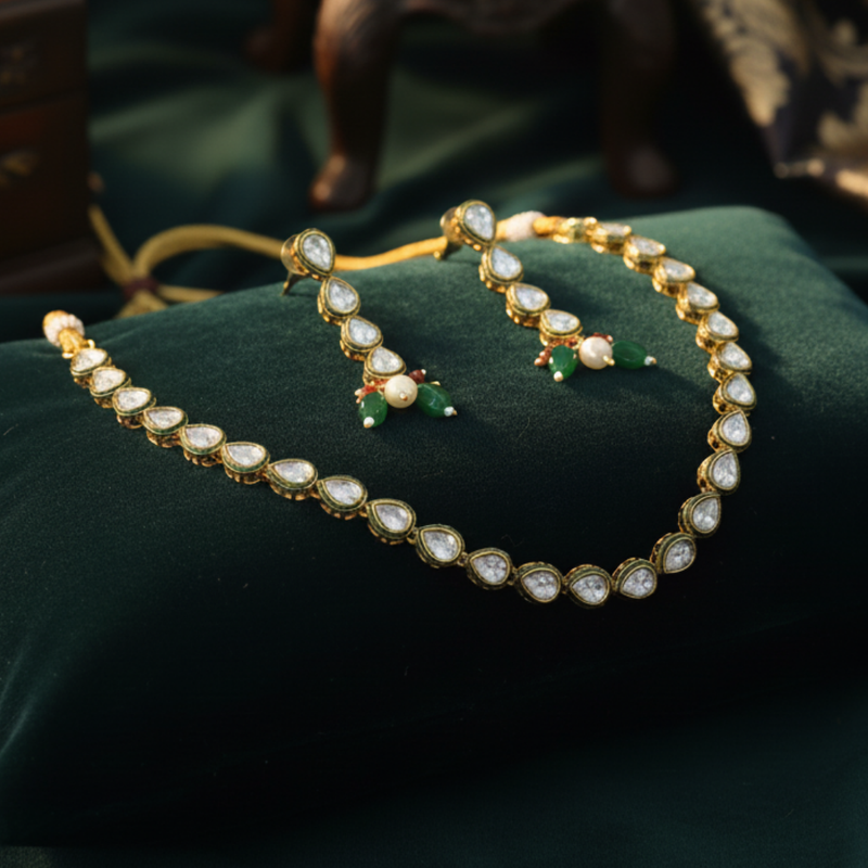 Kundan Necklace Set for Women | Gold Plated Bridal Necklace with Earrings β Mehak Fashion Label