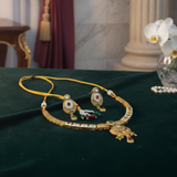 Gold Plated Kundan Choker Necklace Set | Indian Bridal & Wedding Jewelry with Pearl Drops - Mehak Fashion Label
