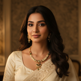 Antique Kundan and Mehak Jewellery Set with Ruby & Pearl Drops | Indian Bridal Necklace & Earring Set with Ruby, Emerald & Pearl Accents